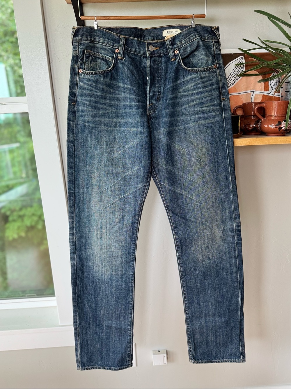 H&M Originals Straight Leg Dark Blue Rinse Denim Jeans Size 32 x 34